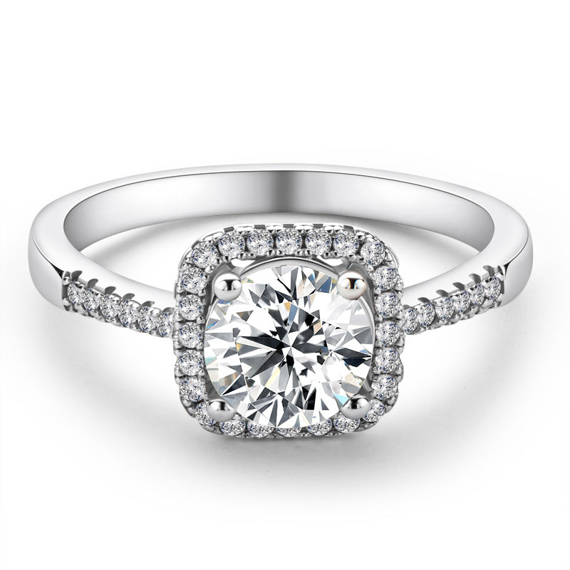 Square Halo Moissanite Engagement Ring 1.0 ct