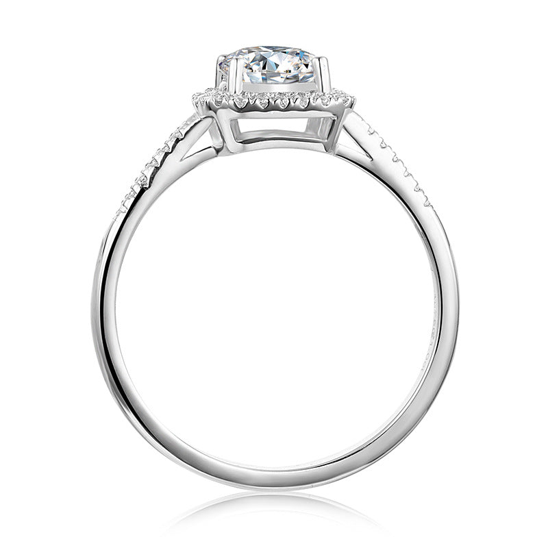 Square Halo Moissanite Engagement Ring 1.0 ct