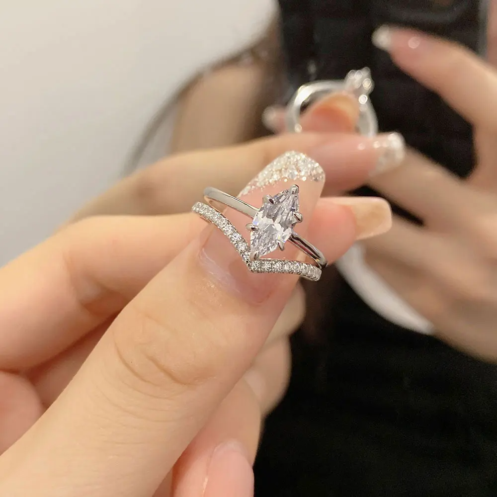 Marquise Cut Moissanite Diamond Stacking Ring