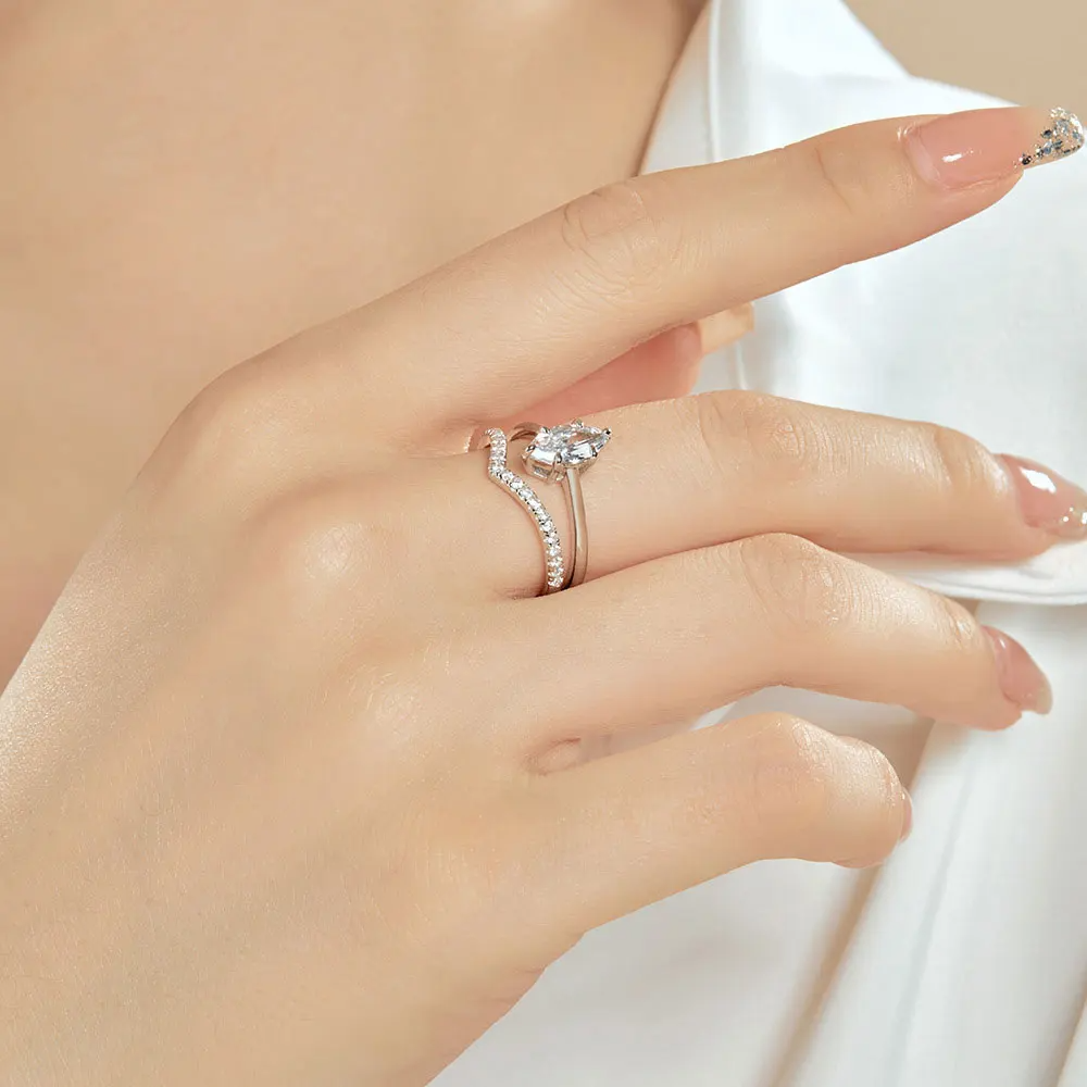 Marquise Cut Moissanite Diamond Stacking Ring