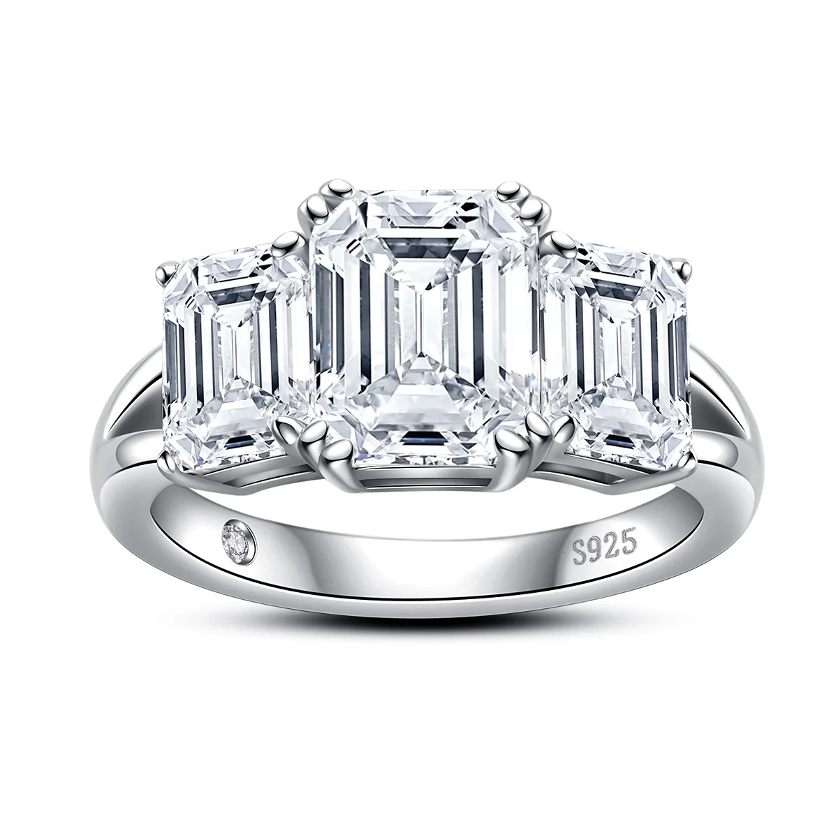 Emerald Cut Multi-Stone Moissanite Ring