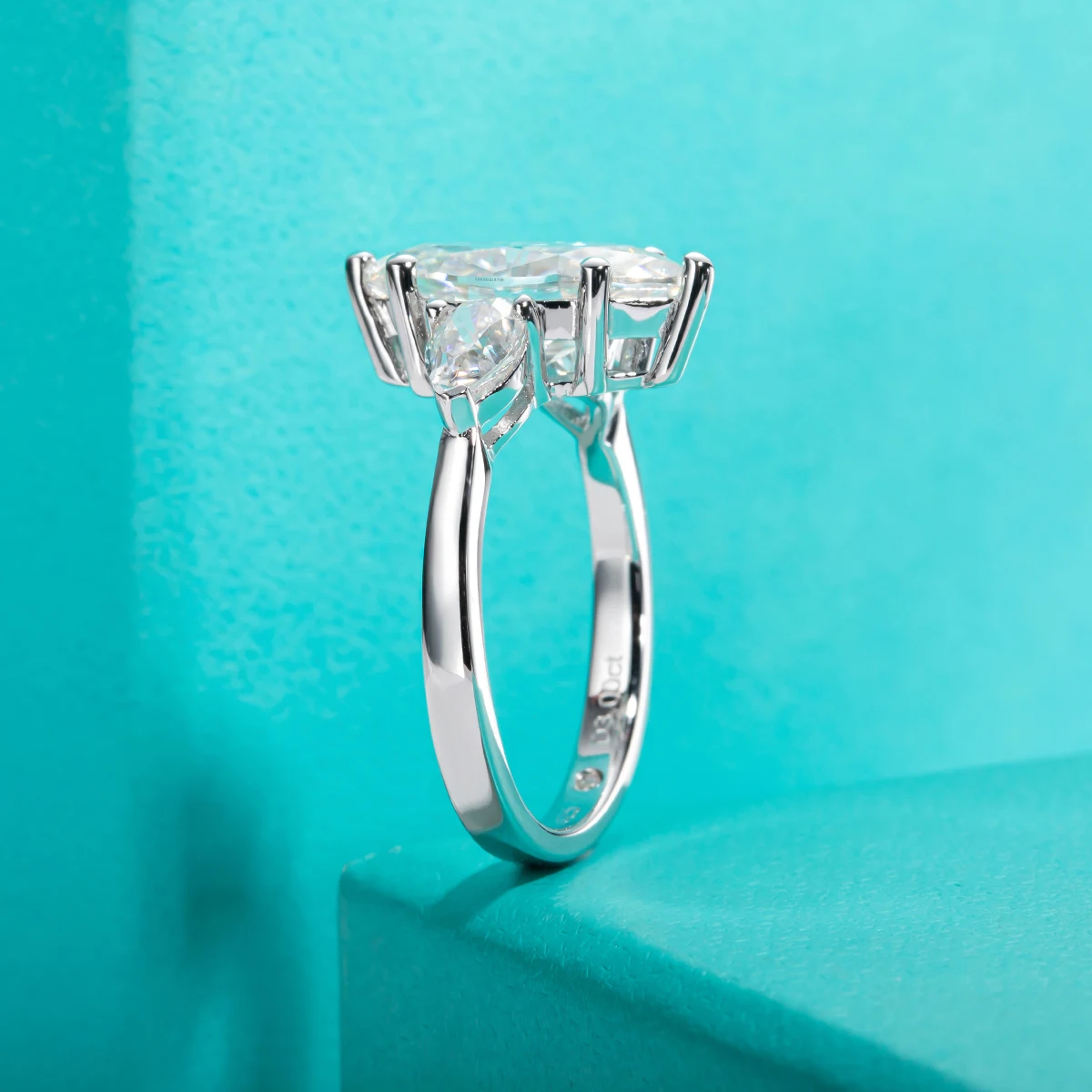 Marquise Cut Three-Stone Moissanite Ring
