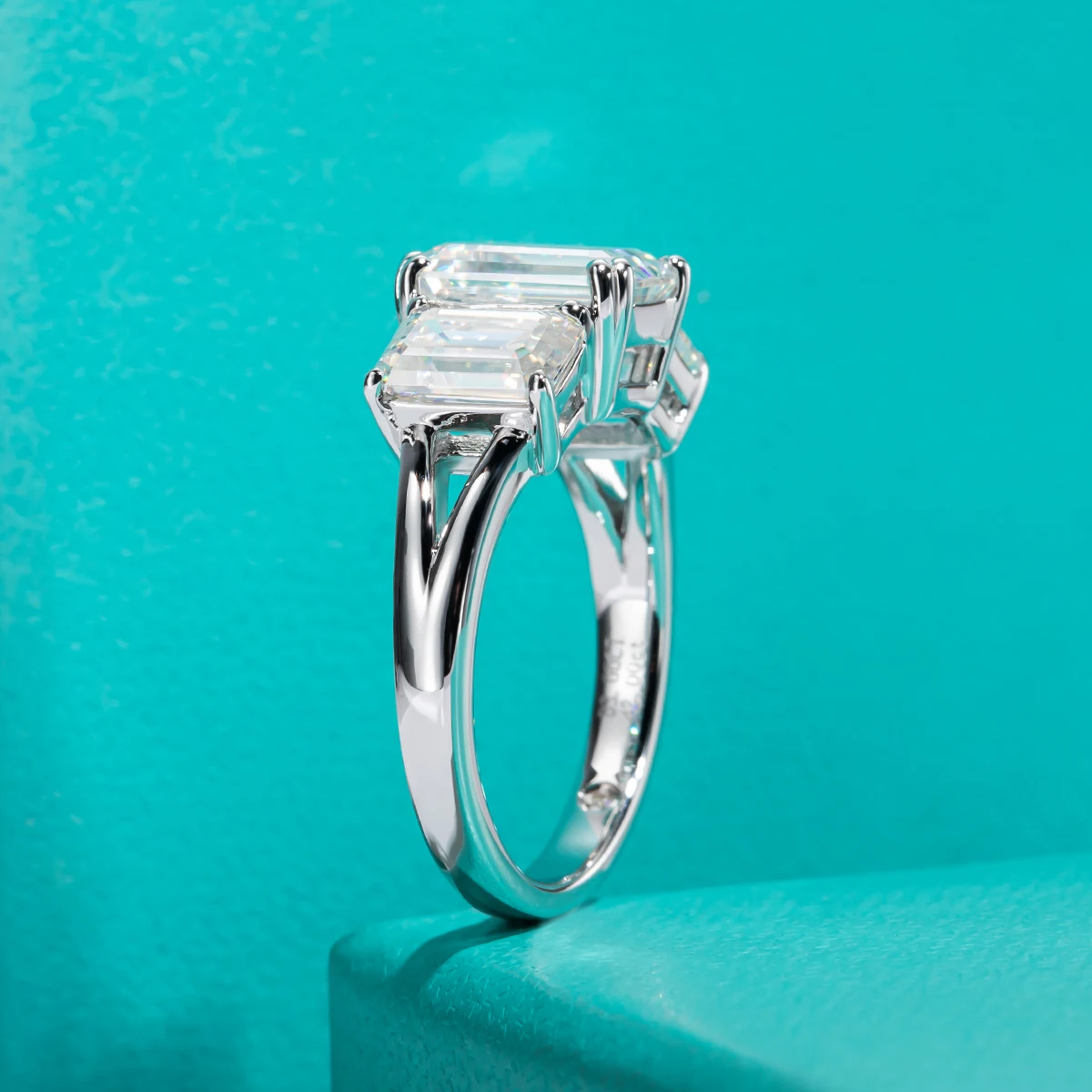 Emerald Cut Multi-Stone Moissanite Ring
