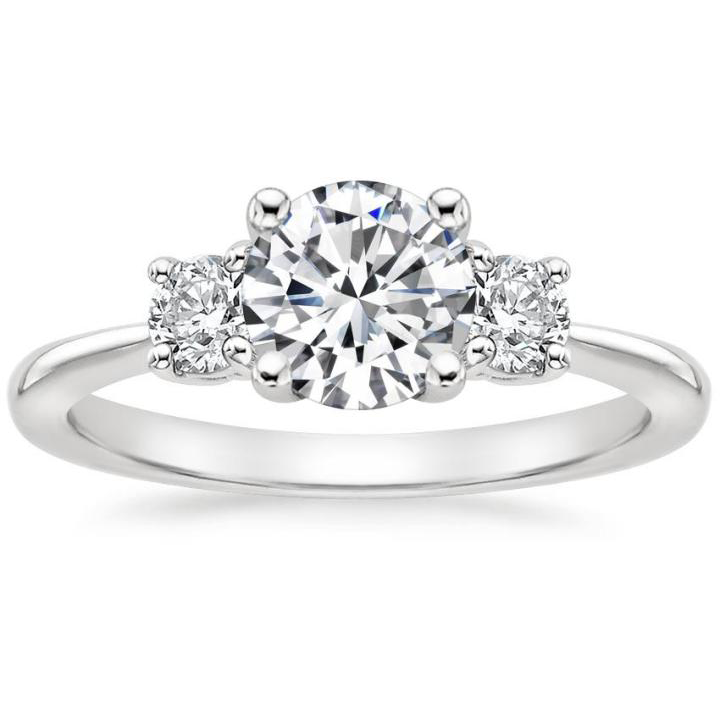 Three-Stone Four-Prong Moissanite Engagement Ring