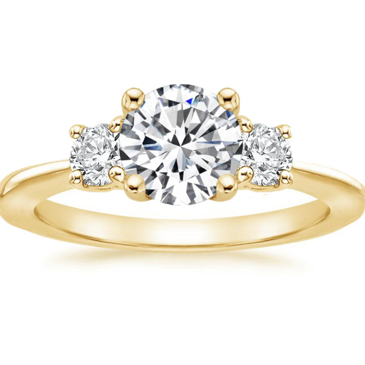 Three-Stone Four-Prong Moissanite Engagement Ring