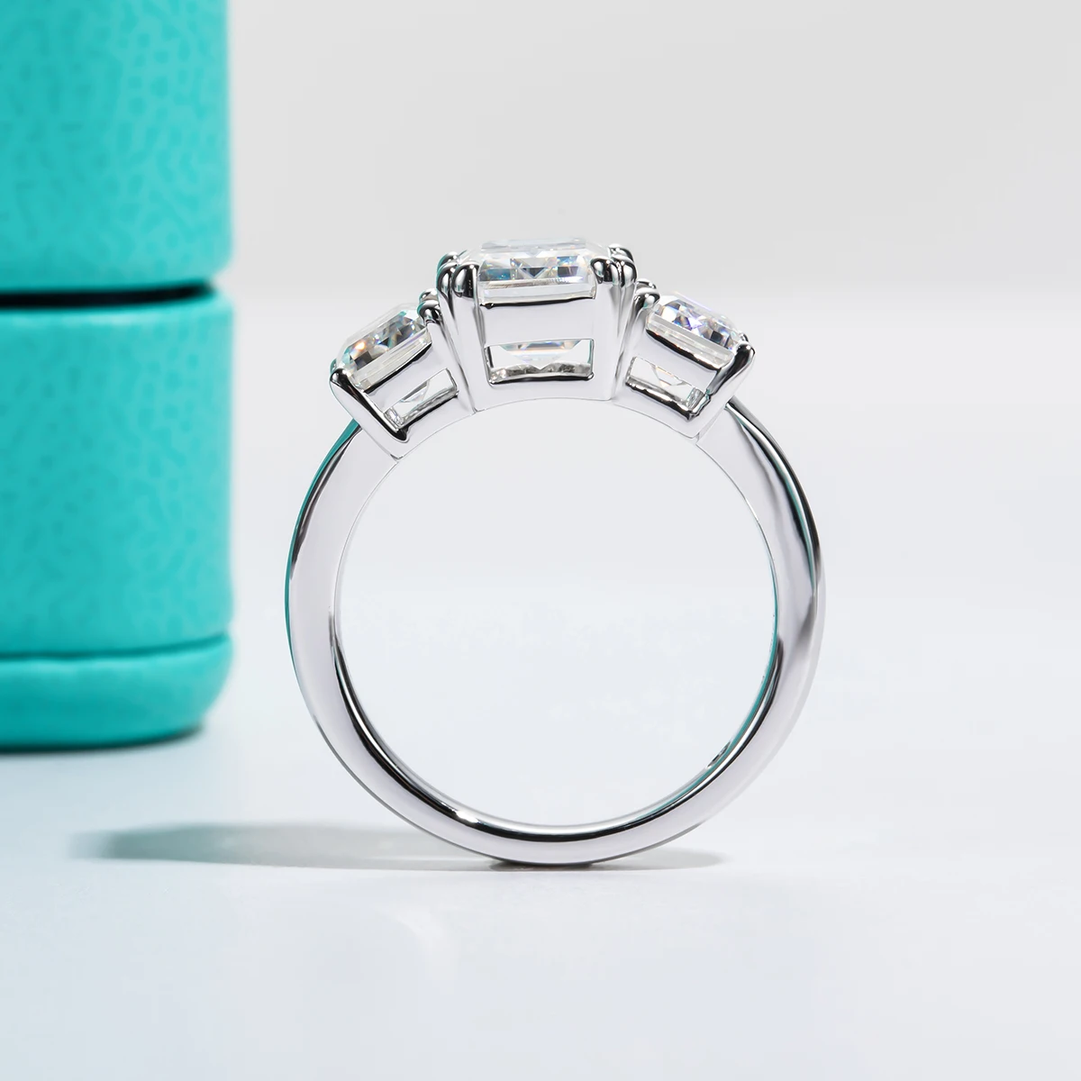Emerald Cut Multi-Stone Moissanite Ring