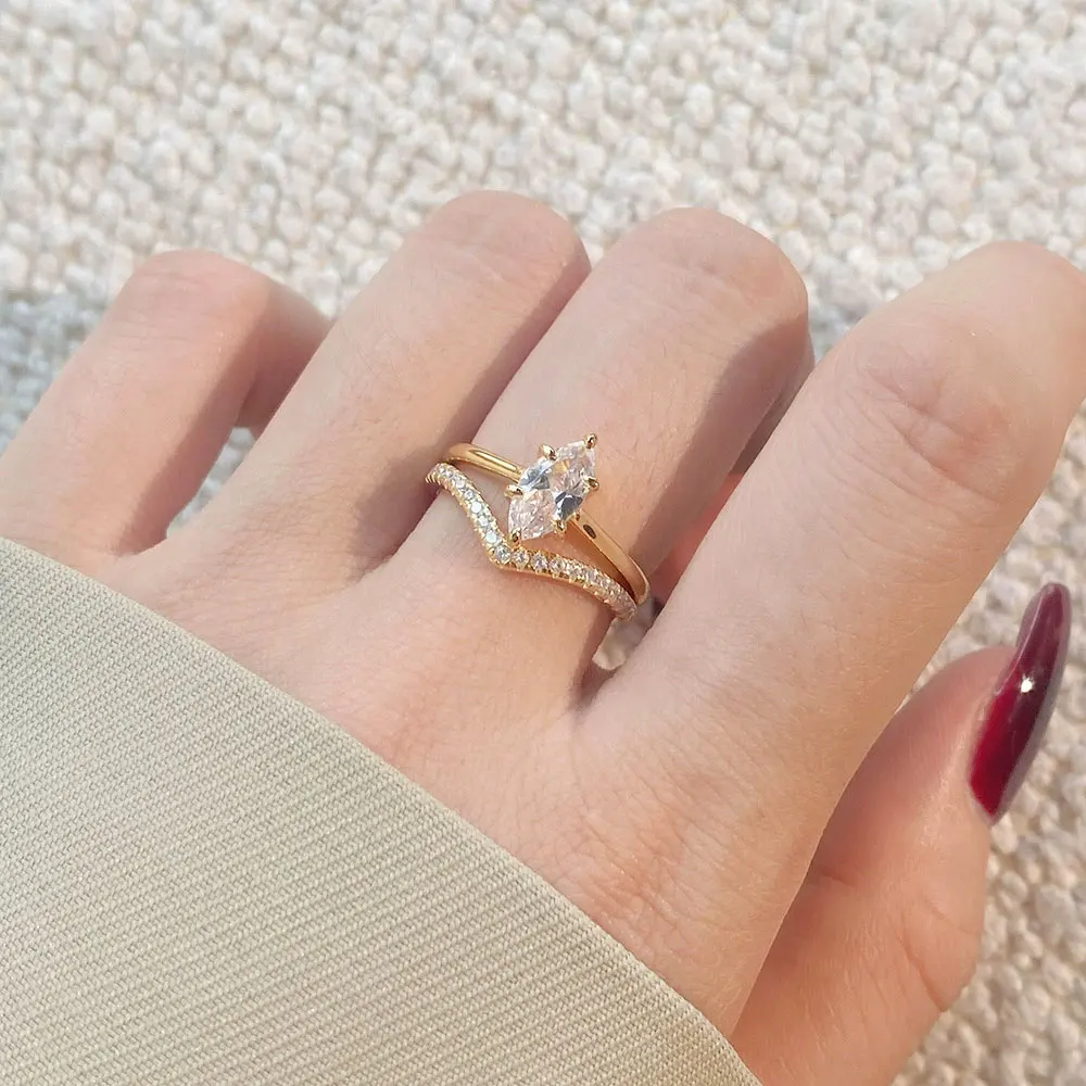 Marquise Cut Moissanite Diamond Stacking Ring