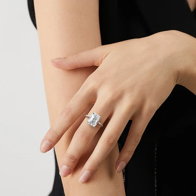 Emerald Cut Solitaire Moissanite Ring