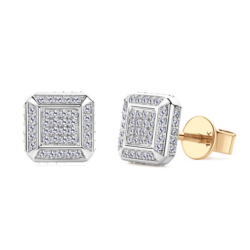10K Gold Full Moissanite Square Stud Earrings