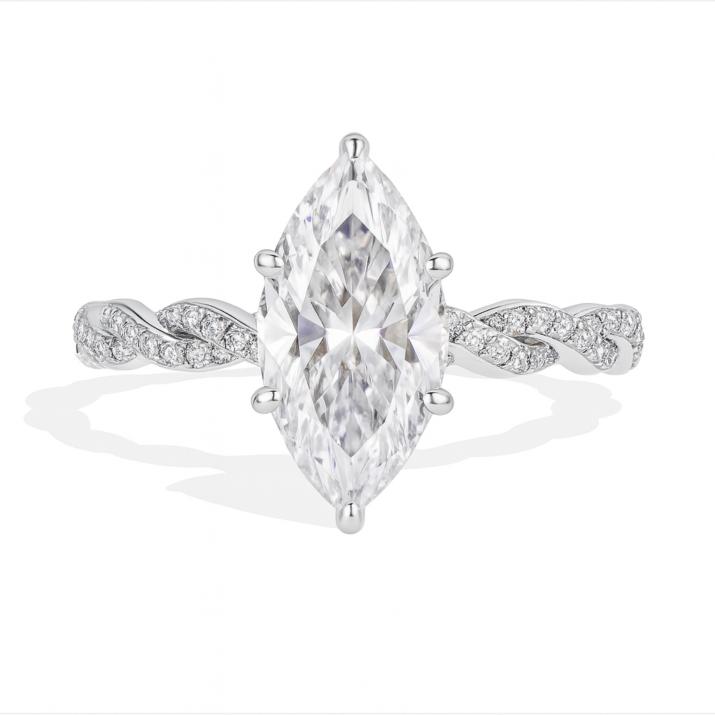 Stacked Marquise Cut Moissanite Ring