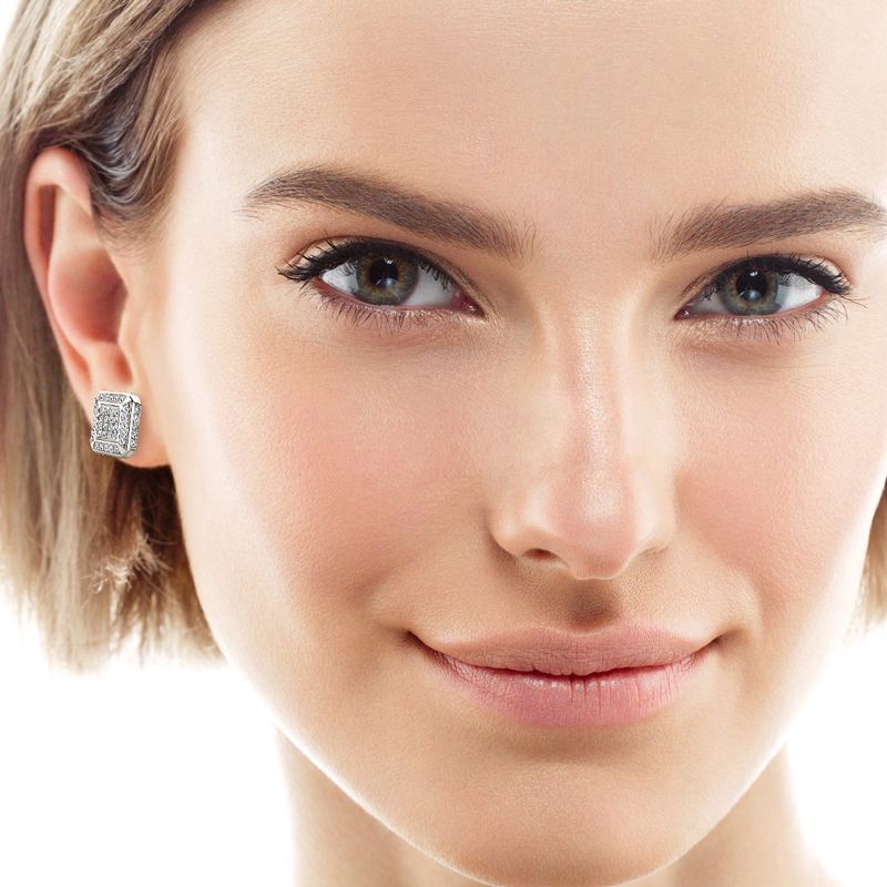 10K Gold Full Moissanite Square Stud Earrings