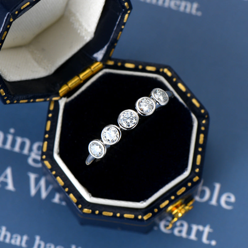 Five-Stone Bubble Moissanite Band