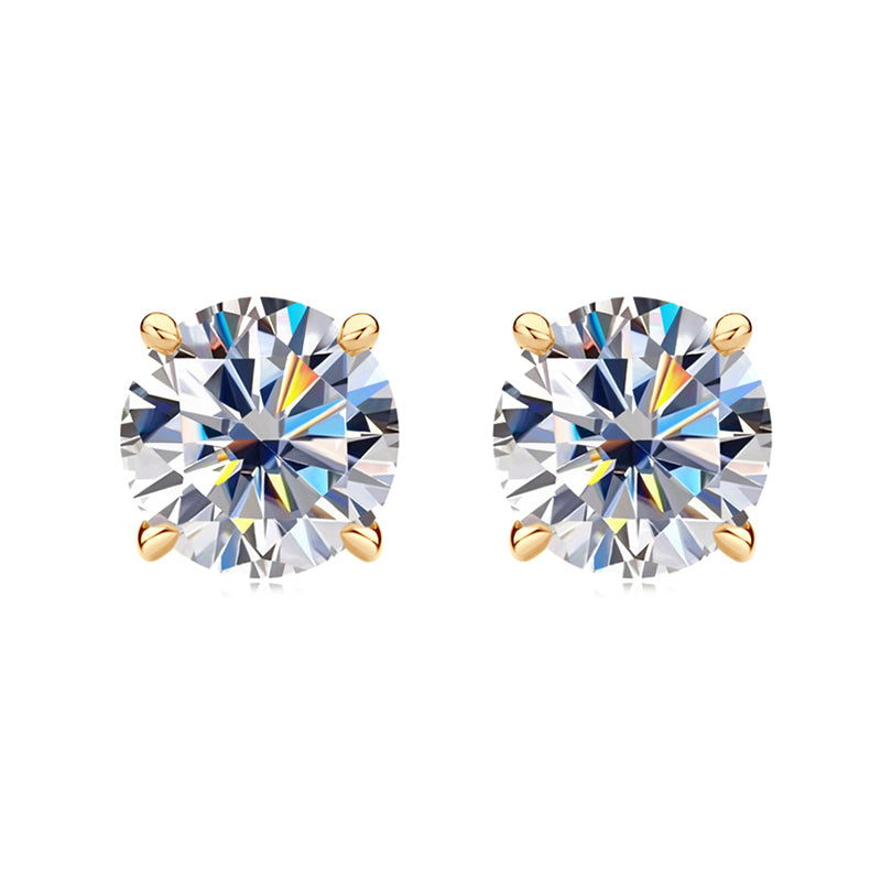 10K/14K Gold Four-Prong Screw Back Moissanite Earrings