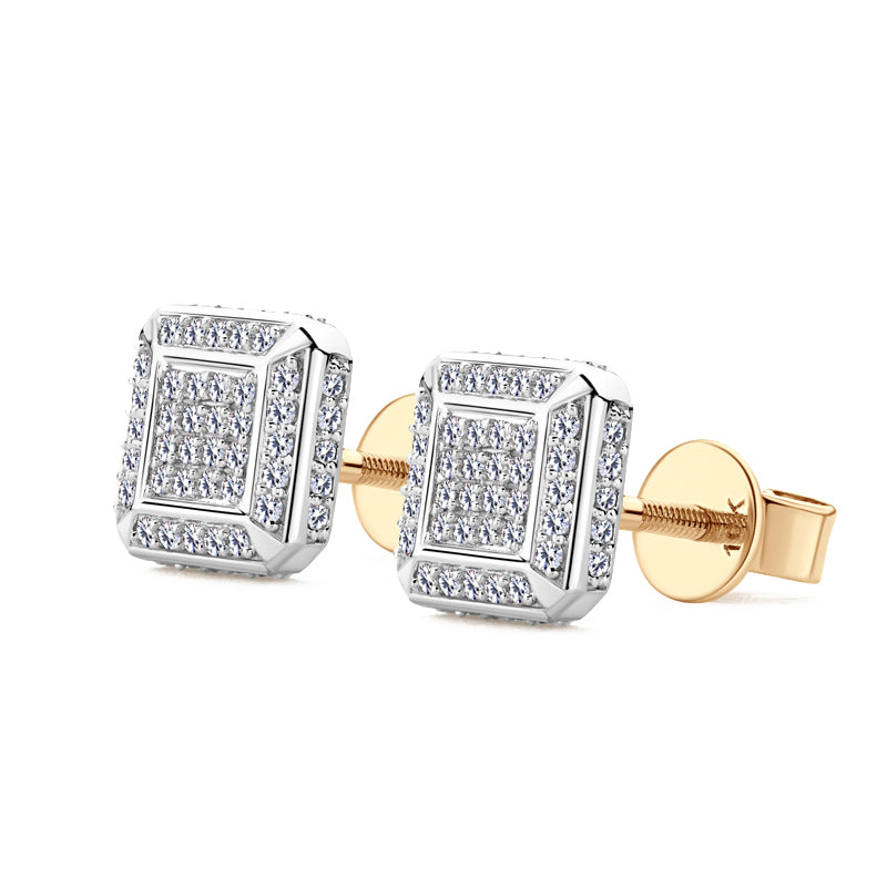 10K Gold Full Moissanite Square Stud Earrings