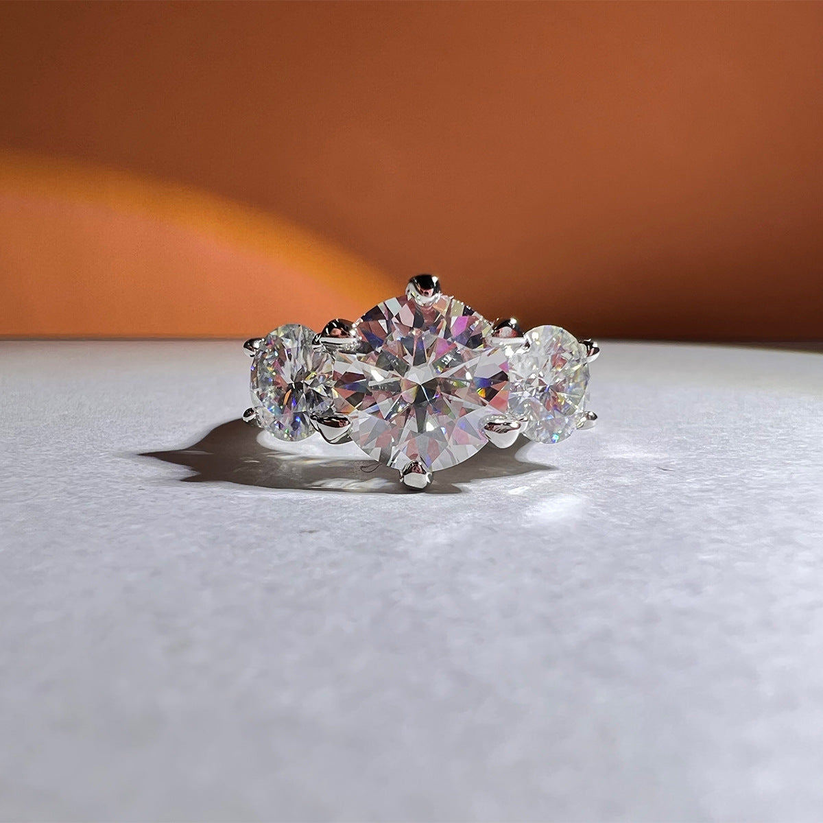 Three Stones Moissanite Engagement Ring