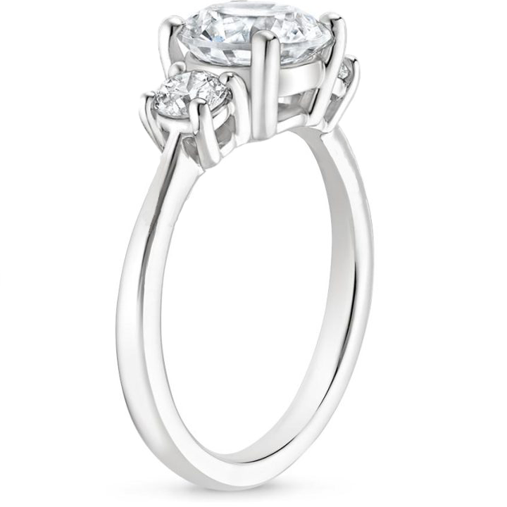 Three-Stone Four-Prong Moissanite Engagement Ring