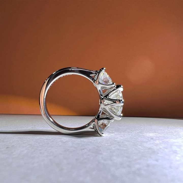 Three Stones Moissanite Engagement Ring