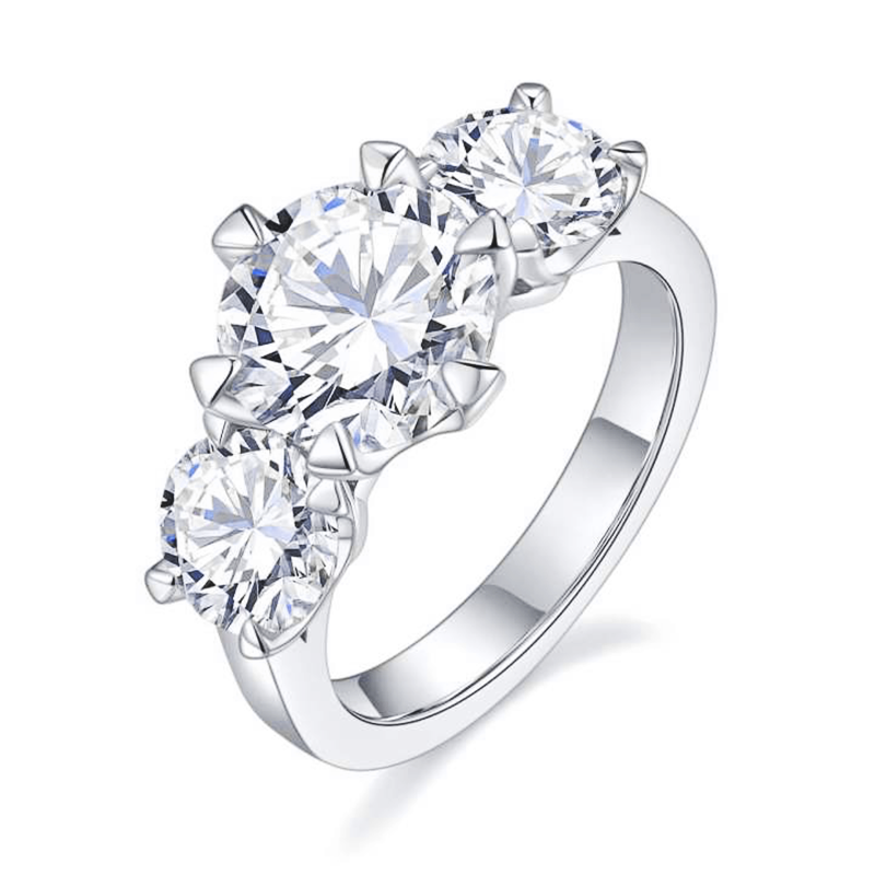 Three Stones Moissanite Engagement Ring