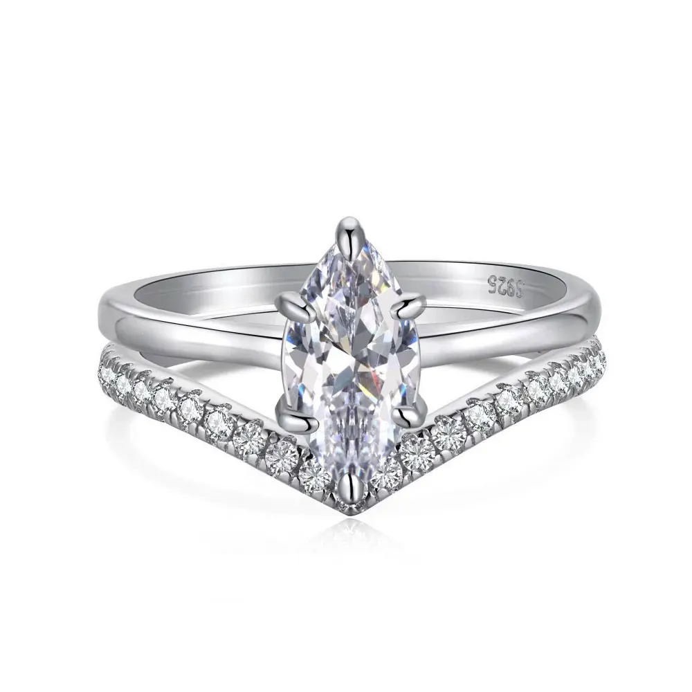 Marquise Cut Moissanite Diamond Stacking Ring