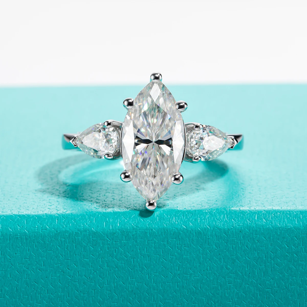 Marquise Cut Three-Stone Moissanite Ring