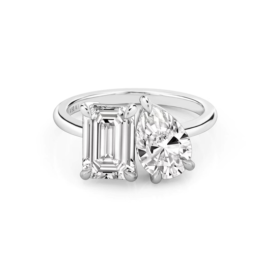 Toi Et Moi Emerald and Pear Engagement Ring