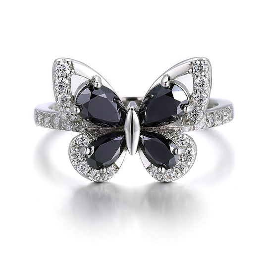 Butterfly Halo Moissanite Engagement Ring