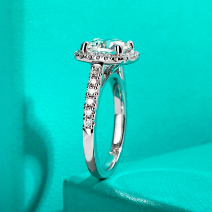Cushion Cut Moissanite Halo Band Ring