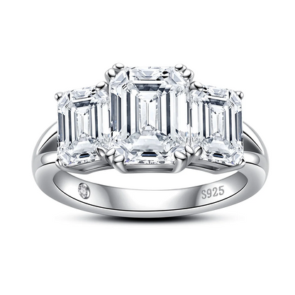 Emerald Cut Multi-Stone Moissanite Ring