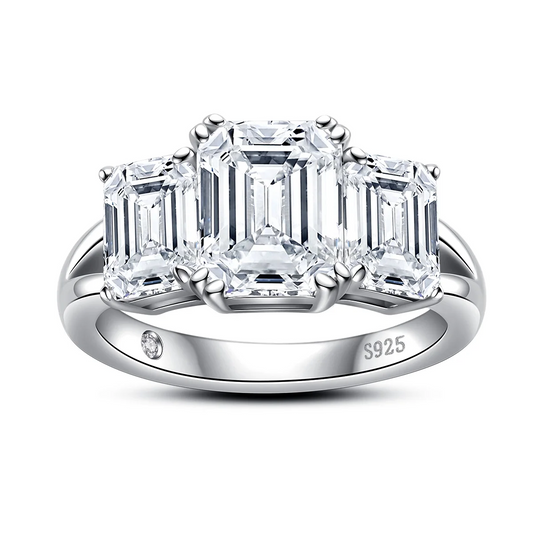 Emerald Cut Multi-Stone Moissanite Ring