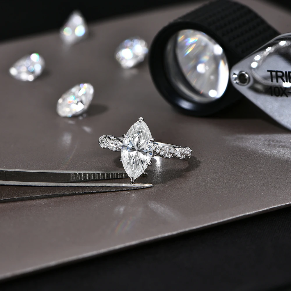 Stacked Marquise Cut Moissanite Ring