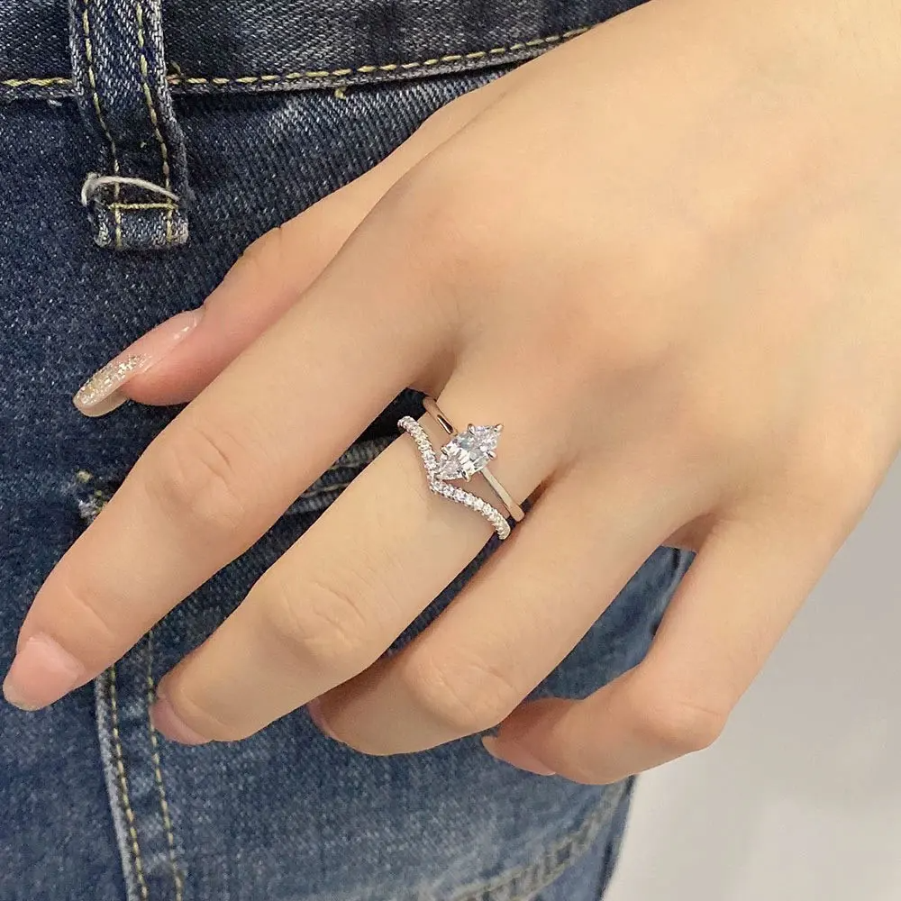Marquise Cut Moissanite Diamond Stacking Ring