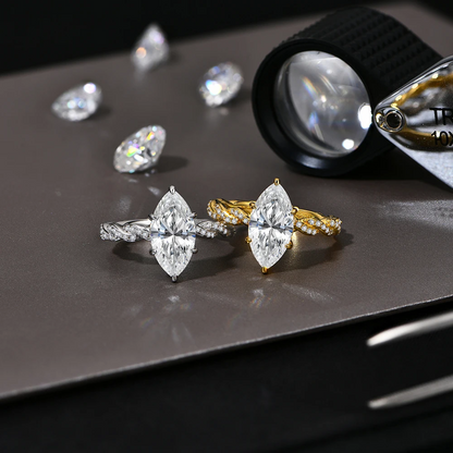 Stacked Marquise Cut Moissanite Ring