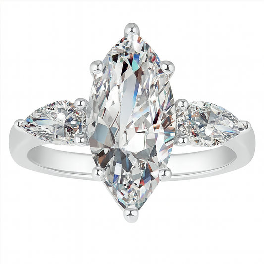 Marquise Cut Three-Stone Moissanite Ring