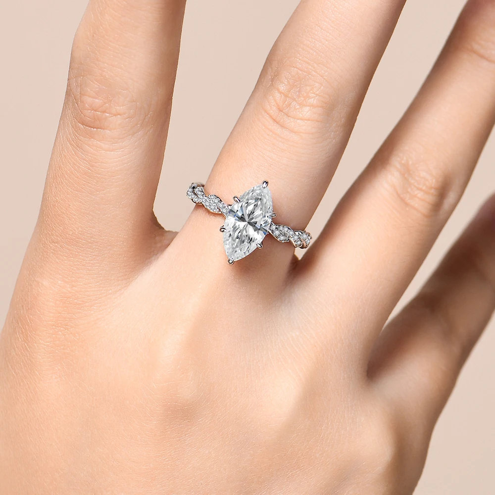 Stacked Marquise Cut Moissanite Ring