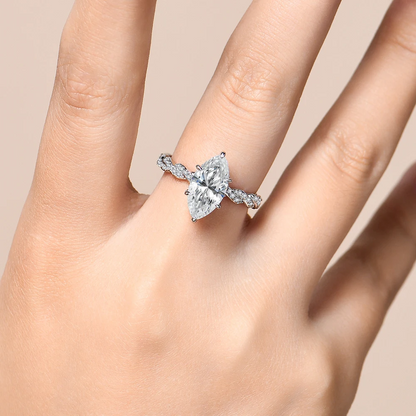 Stacked Marquise Cut Moissanite Ring
