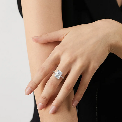 Emerald Cut Solitaire Moissanite Ring