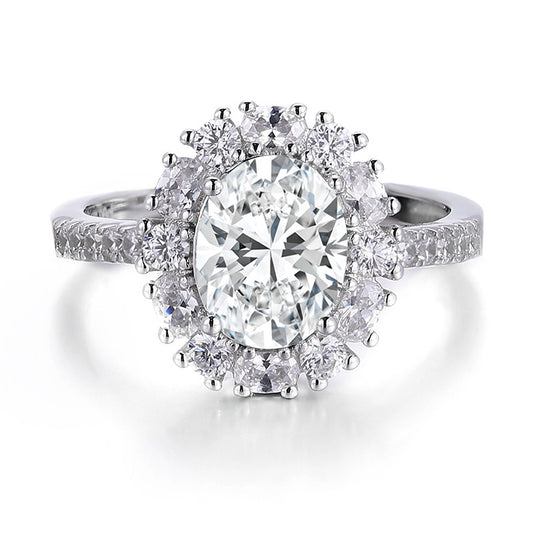 Scarlett Oval Cut Halo Moissanite Engagement Ring