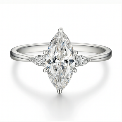 Three-Stone Marquise Moissanite Ring