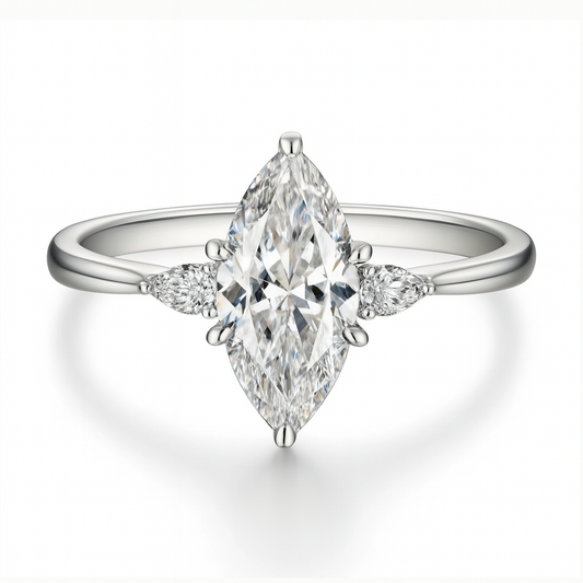 Three-Stone Marquise Moissanite Ring