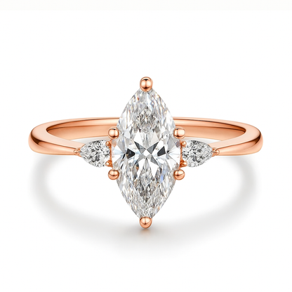 Three-Stone Marquise Moissanite Ring