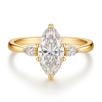 Three-Stone Marquise Moissanite Ring