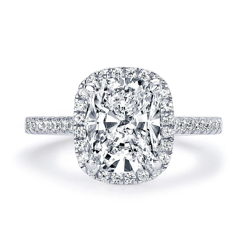 Cushion Cut Moissanite Halo Band Ring