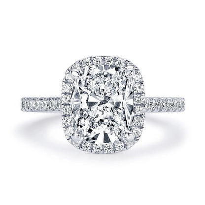 Cushion Cut Moissanite Halo Band Ring