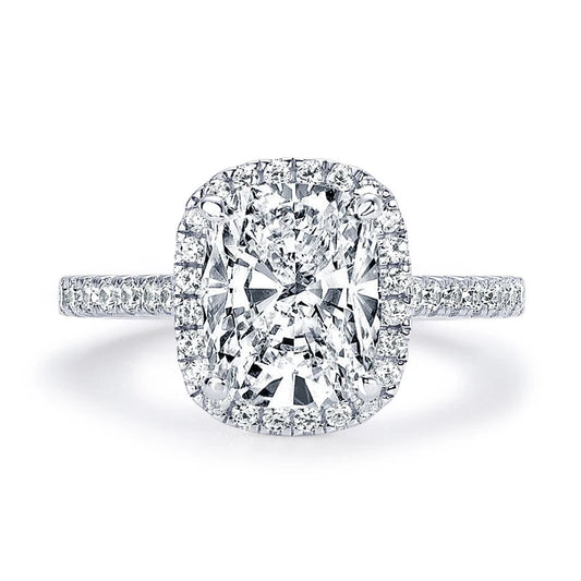 Cushion Cut Moissanite Halo Band Ring