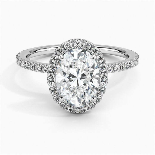 Oval Shape Halo Moissanite Engagement Ring 2.0 ct