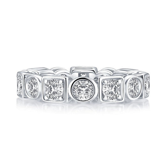 Unique Embrace Round Moissanite  Band