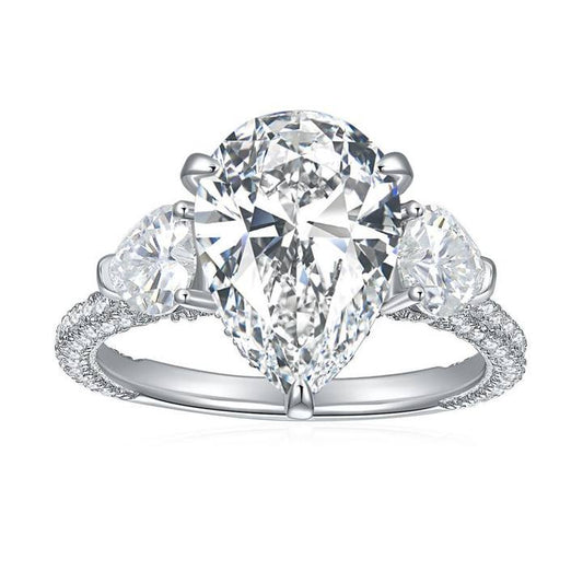 Vintage Inlay Pear Moissanite Engagement Ring