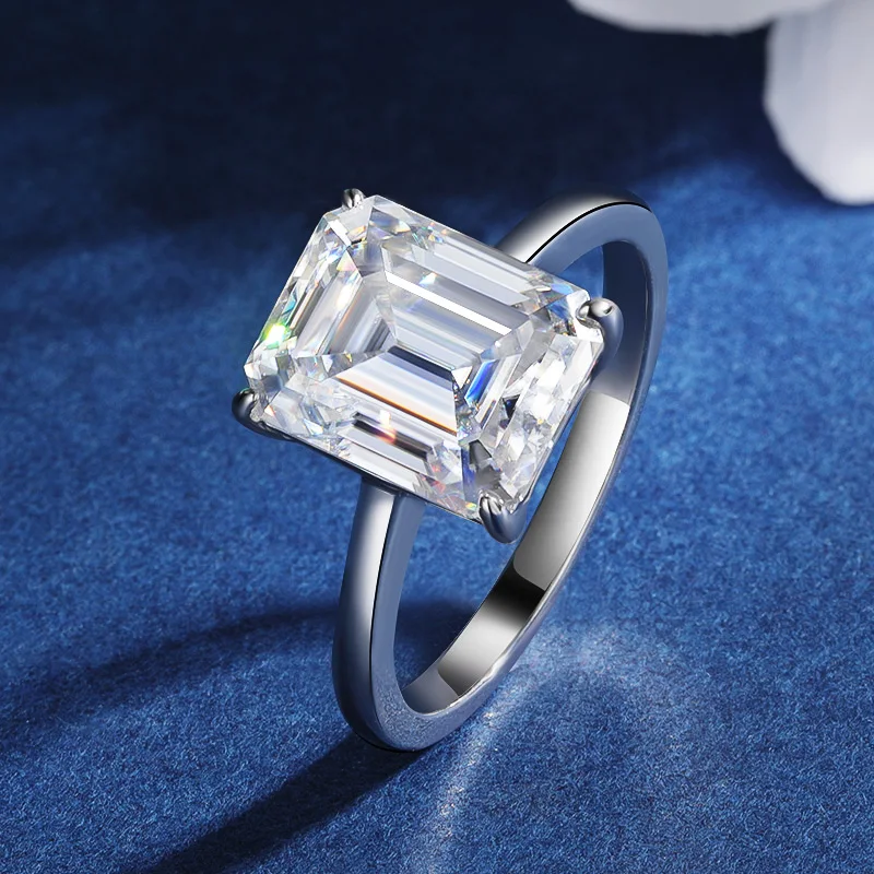 Emerald Cut Solitaire Moissanite Ring