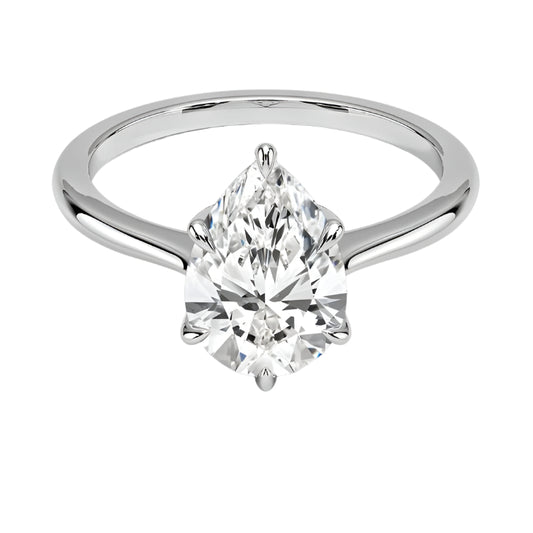 Solitaire Pear Shape Moissanite Engagement Ring 2.0 ct