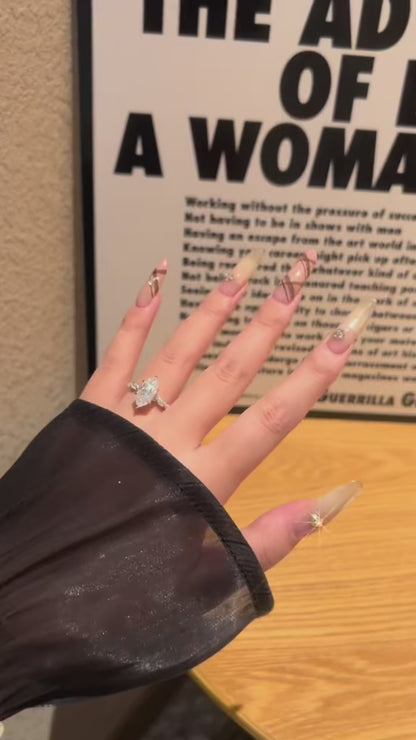 Stacked Marquise Cut Moissanite Ring